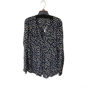 Eddie Bauer Falling Leaves Long Sleeve Top Dark Blue Small Brand New